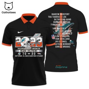 2023 Dolphin Beat Broncos Miami Dolphins 70-20 September 2023 Nike Logo Design Polo Shirt