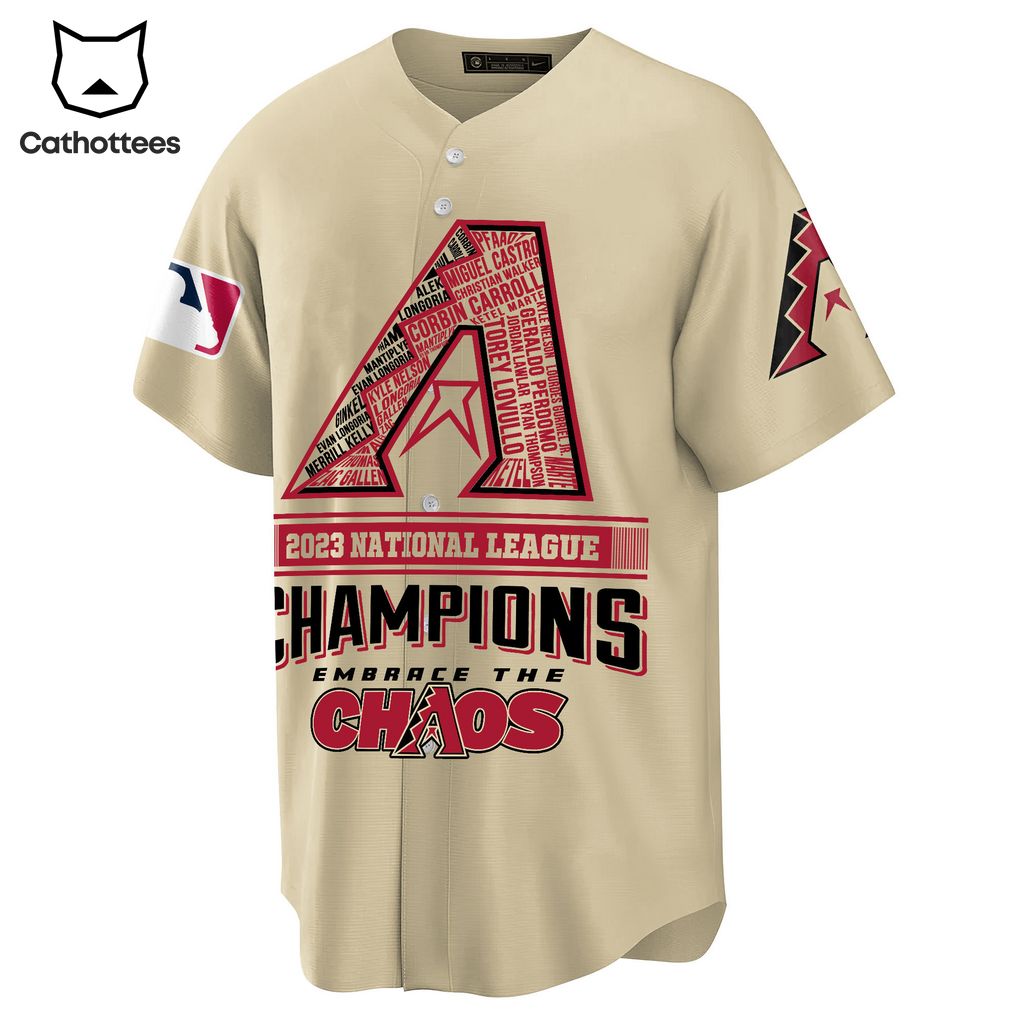 2023 National League Champions Embrace The Chaos Logo Design Baseball Jersey