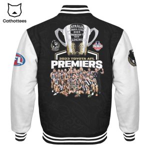 2023 Toyota AFL Premiers Collingwood Magpies 2023 Baseball Jacket