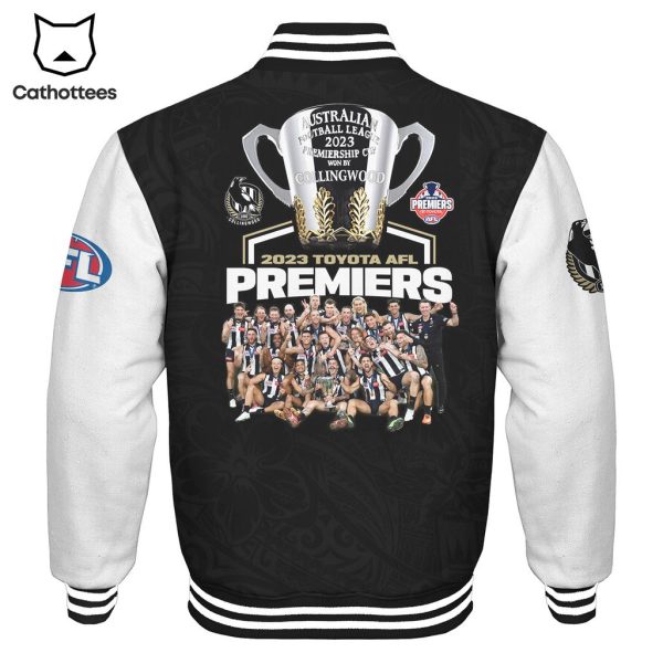 2023 Toyota AFL Premiers Collingwood Magpies 2023 Baseball Jacket