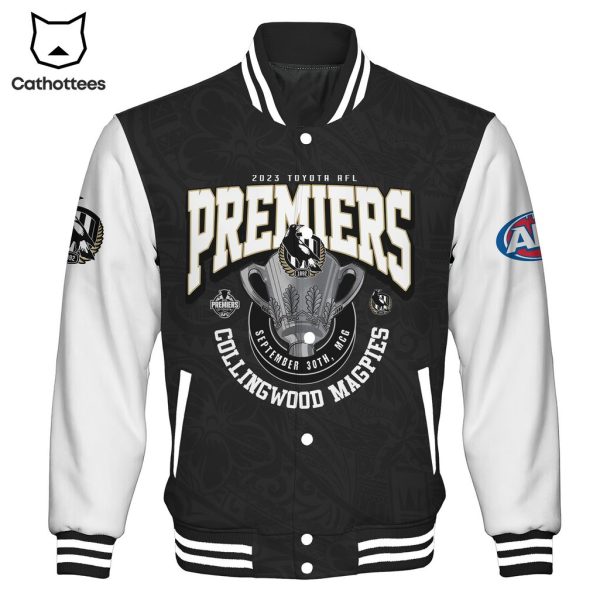 2023 Toyota AFL Premiers Collingwood Magpies 2023 Baseball Jacket