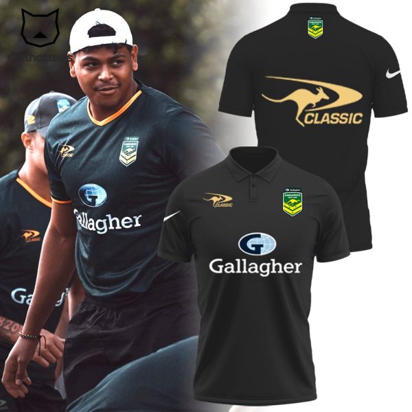 Australian Kangaroos Pacific Gallagher Nike Logo Black Design 3D Polo Shirt