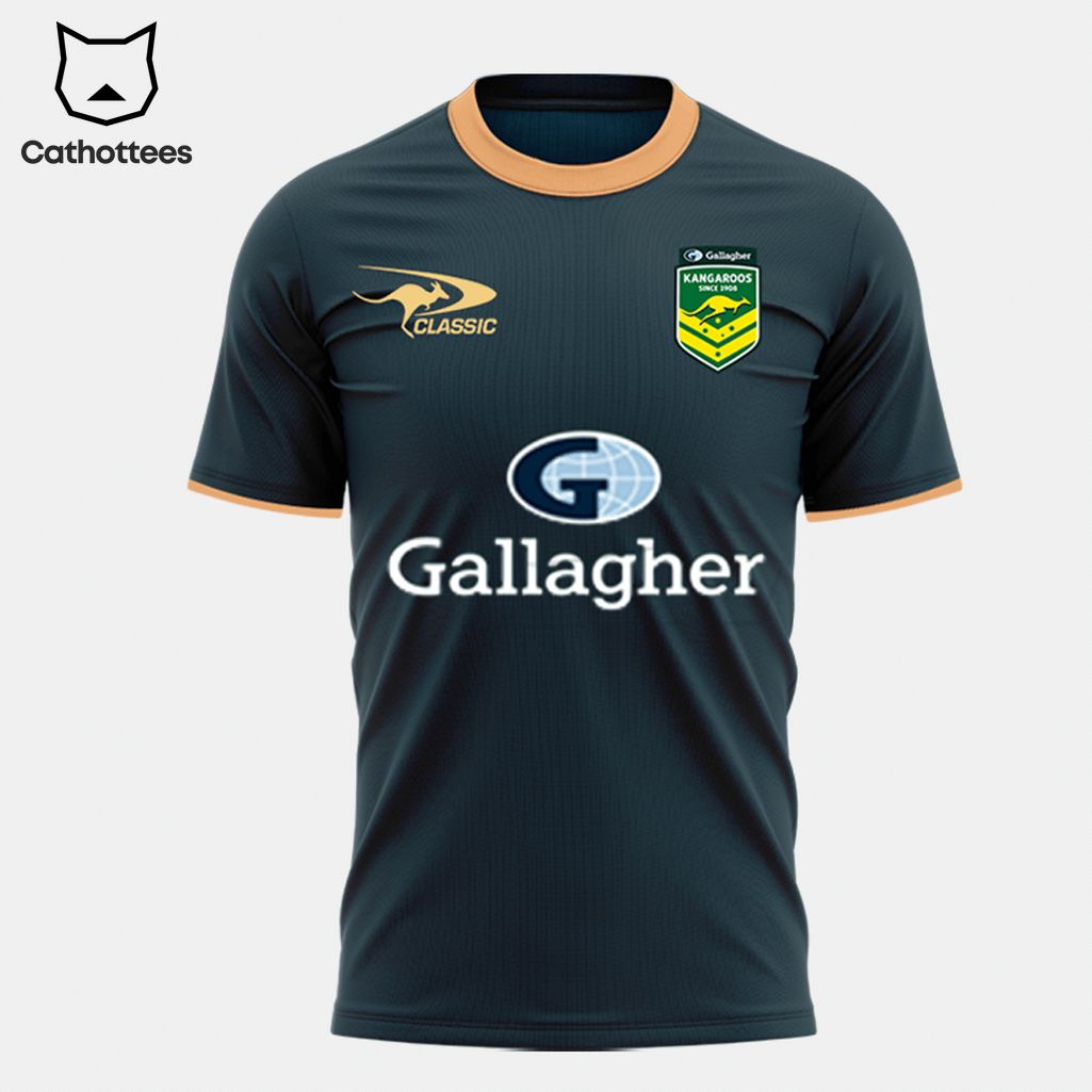 Australian Kangaroos Pacific Rugby League Logo Black Design 3D T-Shirt