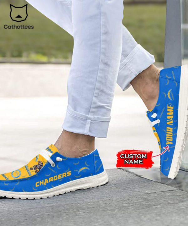 [AVAILABLE] NFL Los Angeles Chargers  Custom Name Hey Dude Shoes