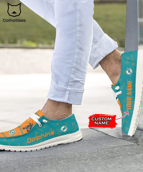 [AVAILABLE] NFL Miami Dolphins  Custom Name Hey Dude Shoes