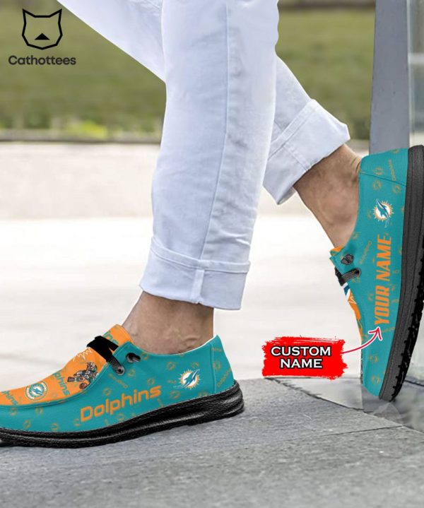 [AVAILABLE] NFL Miami Dolphins  Custom Name Hey Dude Shoes