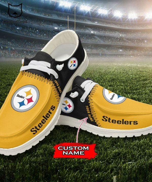 AVAILABLE Personalized NFL Pittsburgh Steelers Logo Design Hey Dude Shoes