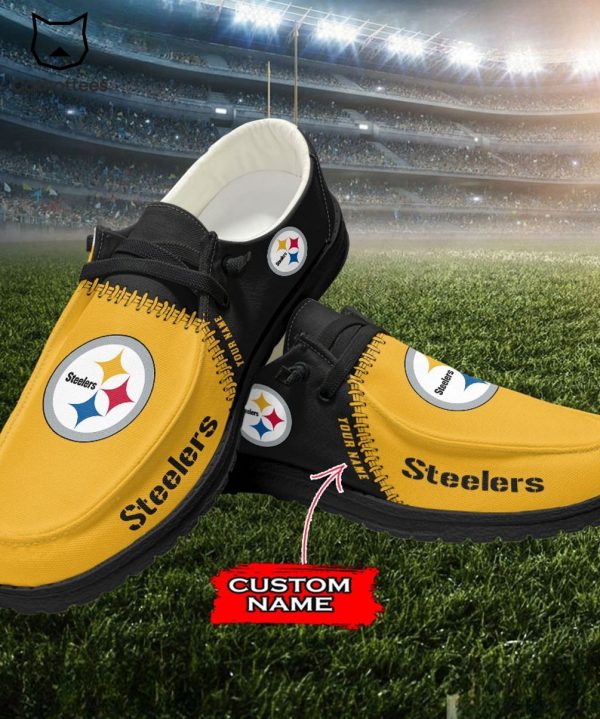 AVAILABLE Personalized NFL Pittsburgh Steelers Logo Design Hey Dude Shoes