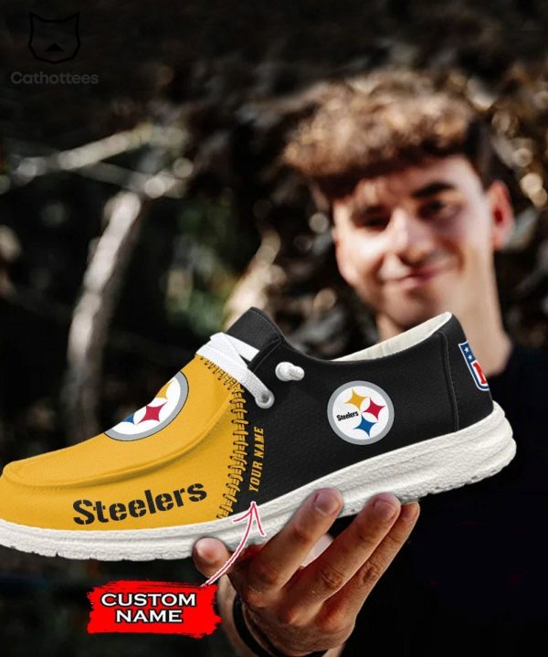 AVAILABLE Personalized NFL Pittsburgh Steelers Logo Design Hey Dude Shoes