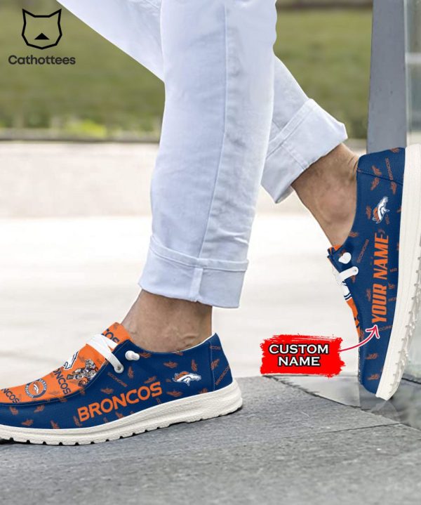 BEST NFL Denver Broncos  Custom Name Hey Dude Shoes