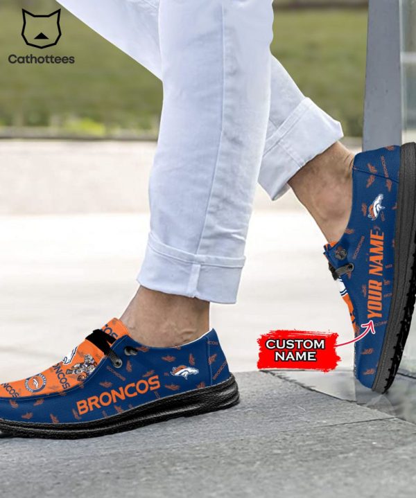 BEST NFL Denver Broncos  Custom Name Hey Dude Shoes