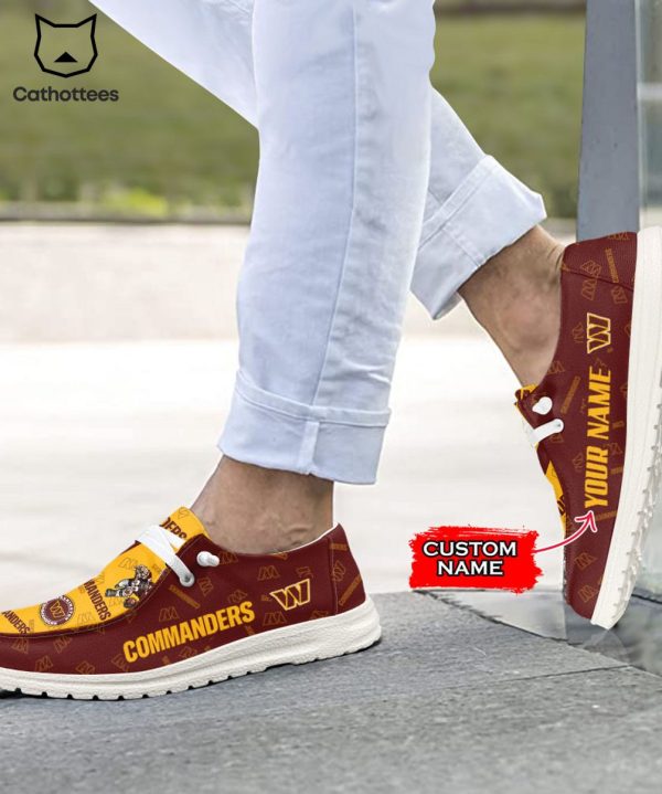 BEST NFL Washington Commanders Custom Name Hey Dude Shoes