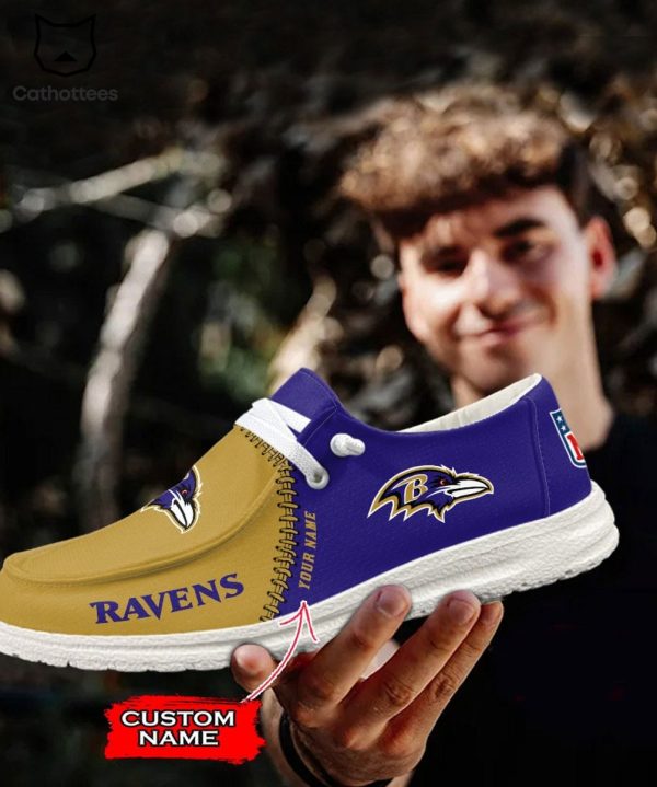 BEST Personalized NFL Baltimore Ravens Logo Design Hey Dude Shoes