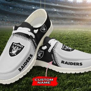 BEST Personalized NFL Las Vegas Raiders Logo Design Hey Dude Shoes