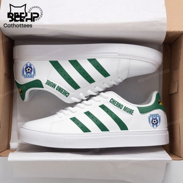 Cherno More Varna Logo White Shoes With Blue Trim Design Stan Smith