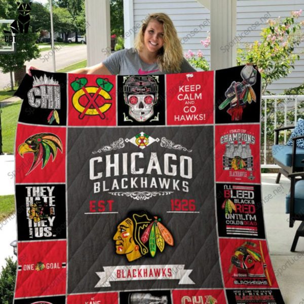 Chicago Blackhawks EST 1926 Mascot Deisgn Quilt Blanket