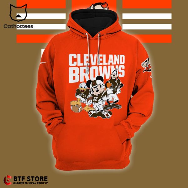 Cleveland Browns NFL Mascot Mickey Design On Sleeve Hoodie And Pants