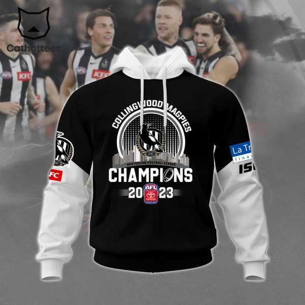 Collingwood Magpies Champions 2023 AFL Emirates Fly Better 3D Hoodie