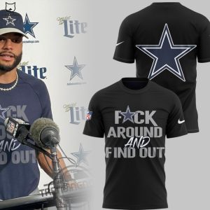 Dallas Cowboys Around And Find Out Nike Logo Black 3D T-Shirt