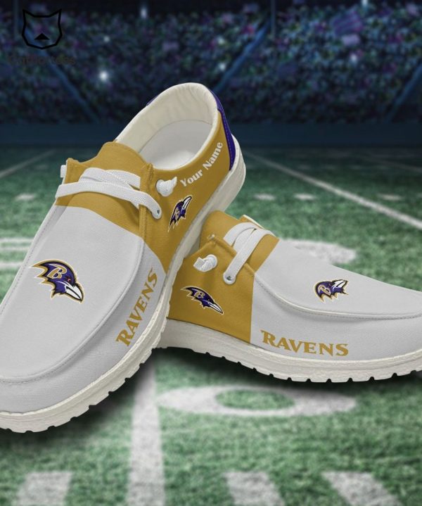 HOT Personalized NFL Baltimore Ravens Logo Design Hey Dude Shoes