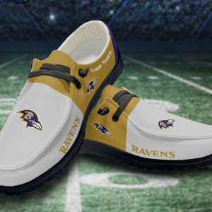 HOT Personalized NFL Baltimore Ravens Logo Design Hey Dude Shoes