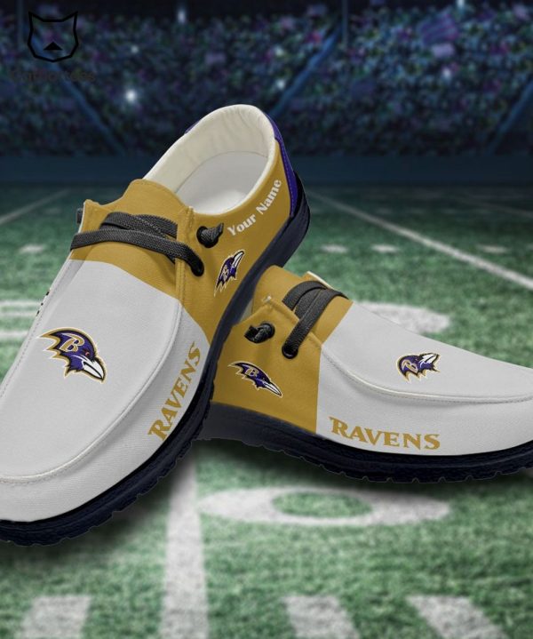 HOT Personalized NFL Baltimore Ravens Logo Design Hey Dude Shoes