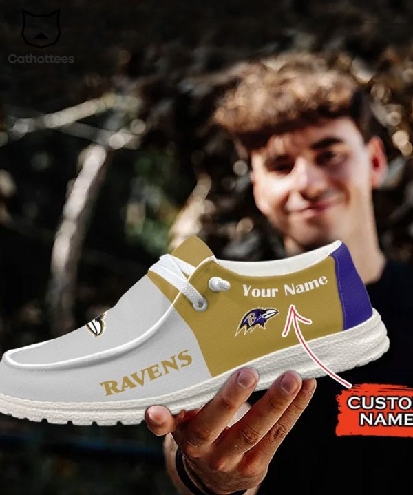 HOT Personalized NFL Baltimore Ravens Logo Design Hey Dude Shoes