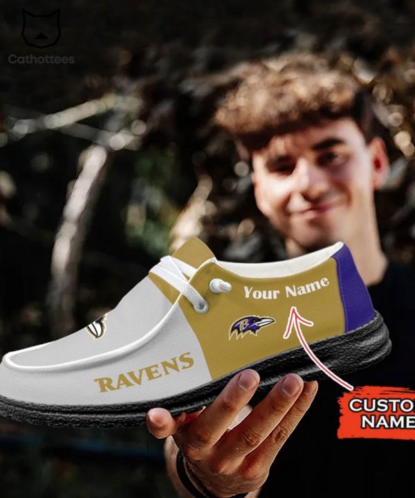 HOT Personalized NFL Baltimore Ravens Logo Design Hey Dude Shoes