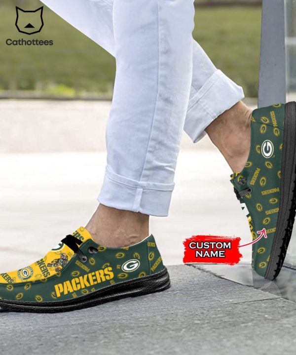 HOT TREND NFL Green Bay Packers  Custom Name Hey Dude Shoes