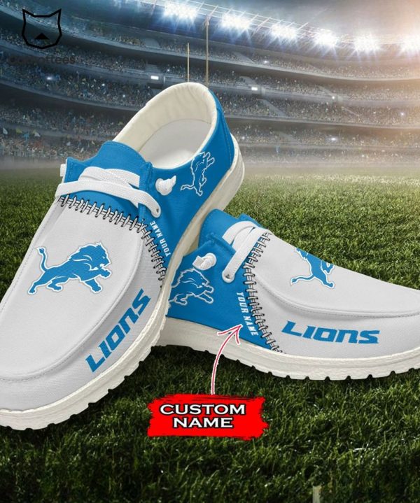 HOT TREND Personalized NFL Detroit Lions Mascot Design Hey Dude Shoes