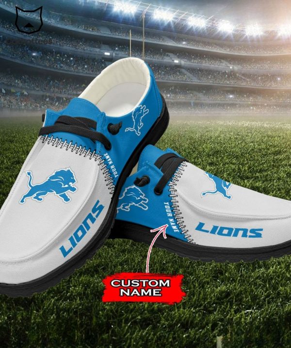 HOT TREND Personalized NFL Detroit Lions Mascot Design Hey Dude Shoes