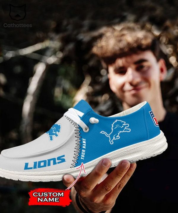 HOT TREND Personalized NFL Detroit Lions Mascot Design Hey Dude Shoes