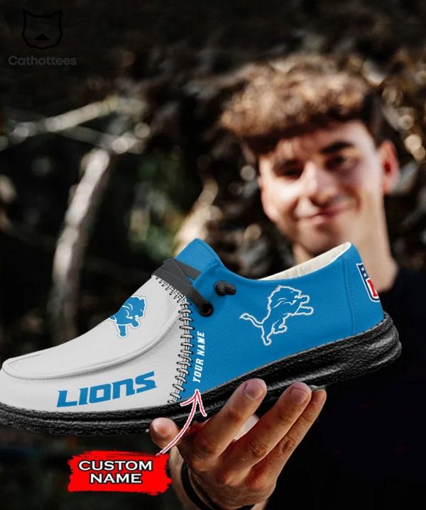 HOT TREND Personalized NFL Detroit Lions Mascot Design Hey Dude Shoes