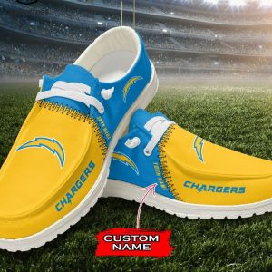 HOT TREND Personalized NFL Los Angeles Chargers Logo Design Hey Dude Shoes