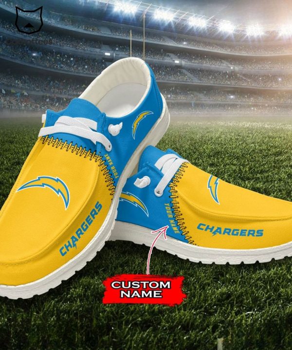 HOT TREND Personalized NFL Los Angeles Chargers Logo Design Hey Dude Shoes