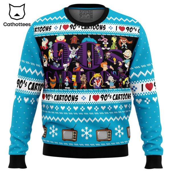 I love the 90s Cartoons Ugly Christmas Sweater