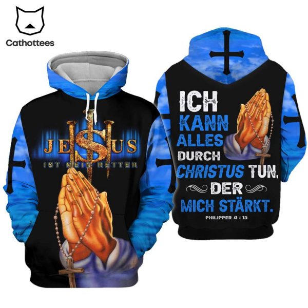 Jesus  IST Mein Retter Cross Design 3D Hoodie