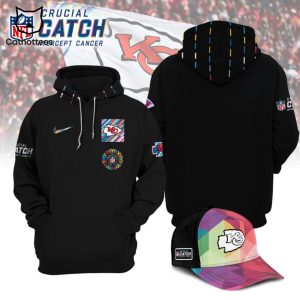 Kansas City Chiefs Nike Black 2023 NFL Crucial Catch Rainbow Logo Design 3D Hoodie