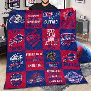 Keep Calm And Lets Go Bills Mascot Design Quilt Blanket