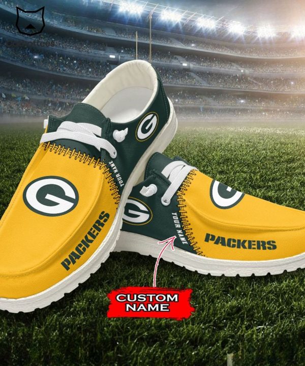 LIMITED Personalized NFL Green Bay Logo Design Hey Dude Shoes