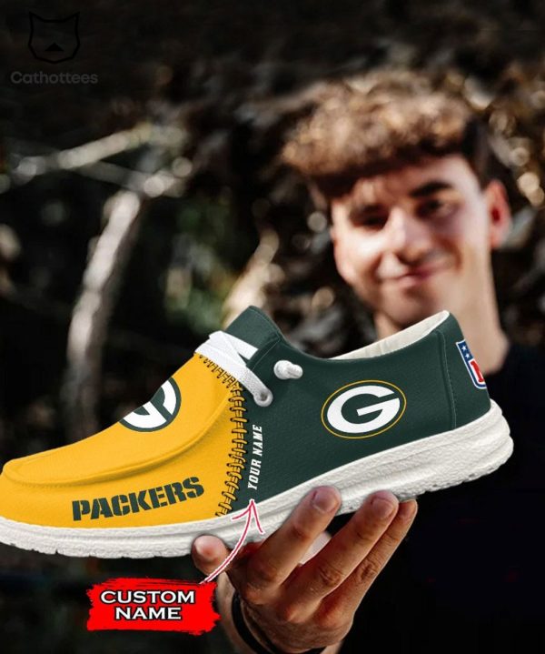 LIMITED Personalized NFL Green Bay Logo Design Hey Dude Shoes