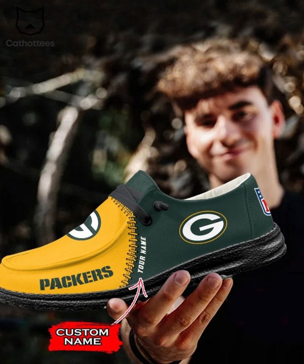 LIMITED Personalized NFL Green Bay Logo Design Hey Dude Shoes