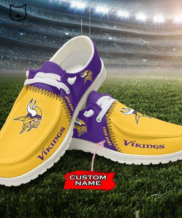 LUXURY Personalized NFL Minnesota Vikings Mascot Design Hey Dude Shoes