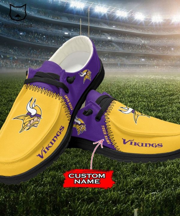 LUXURY Personalized NFL Minnesota Vikings Mascot Design Hey Dude Shoes