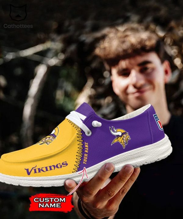 LUXURY Personalized NFL Minnesota Vikings Mascot Design Hey Dude Shoes