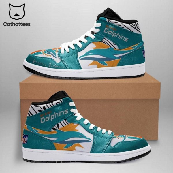 Miami Dolphins NFL Logo Blue White Dolphins Design Air Jordan 1 High Top