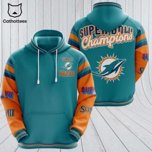 Miami Dolphins Super Bow Champions Blue Orange Design 3D Hoodie