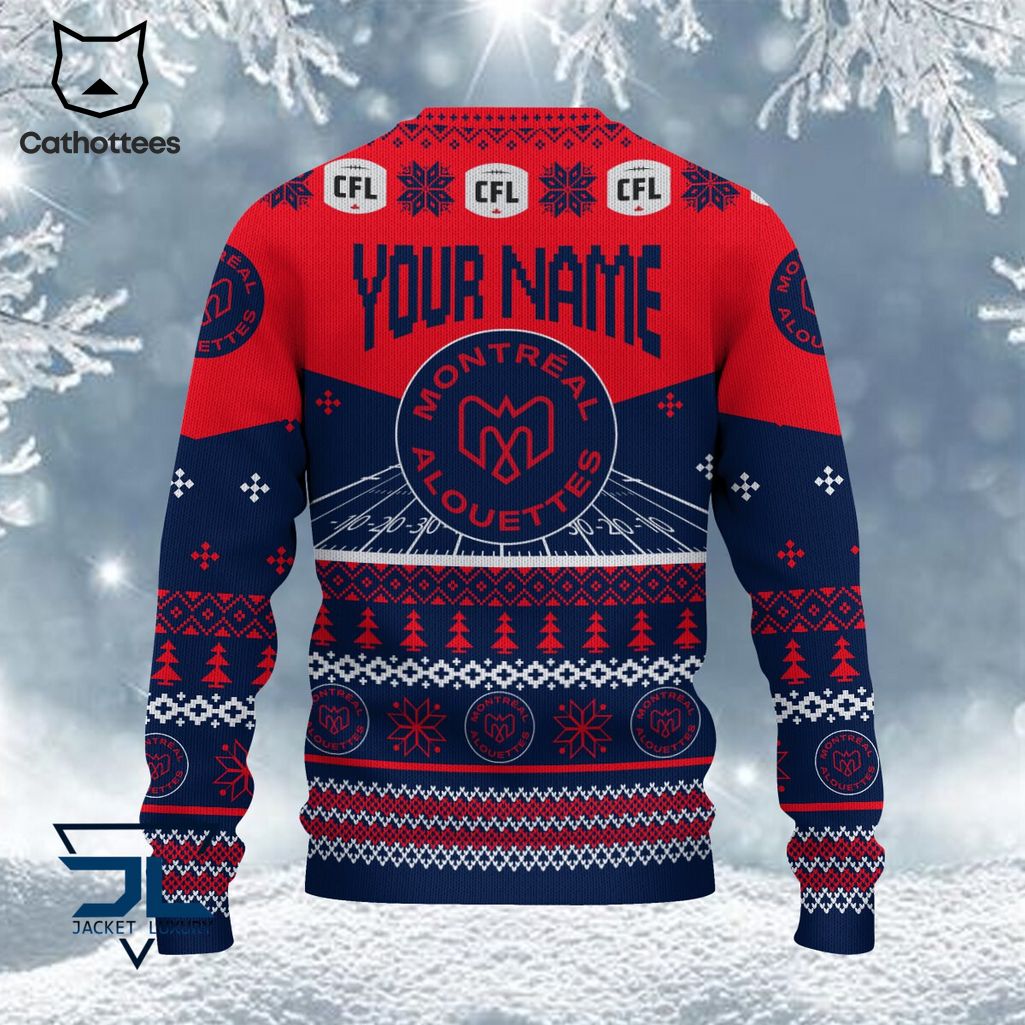 Montreal Alouettes CFL Christmas Red Blue Design 3D Sweater