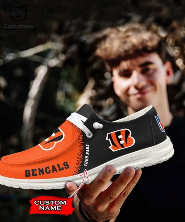 NEW Personalized NFL Cincinnati Bengals Logo Design Hey Dude Shoes