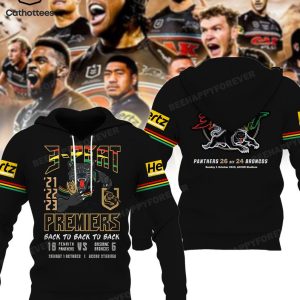 Penrith Panthers 3-Peat Back To Back To Back Mascot Design 3D Hoodie